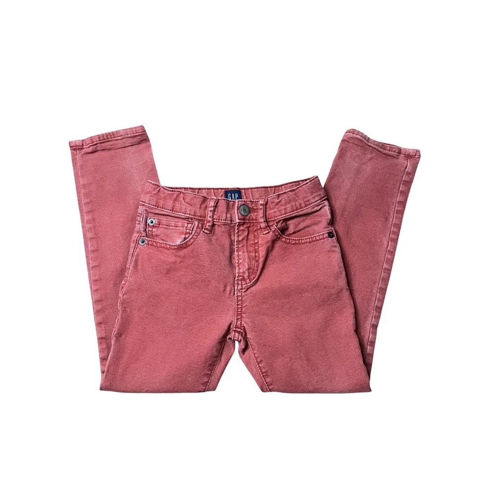 Gap Kids Boys Regular Stretch Slim Denim Jeans Terracotta Red Size 6